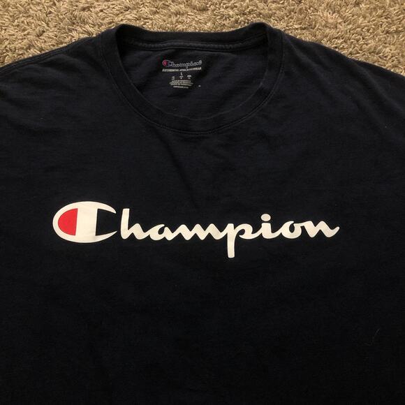 Men’s Navy Champion Logo Short Sleeve Tee - Picture 3 of 4